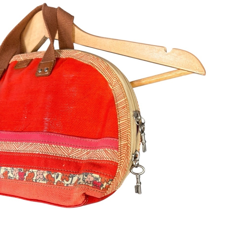Fossil Key-Per Vintage Inspired Coated Canvas Dome Satchel – Orange Multi - Picture 3 of 15